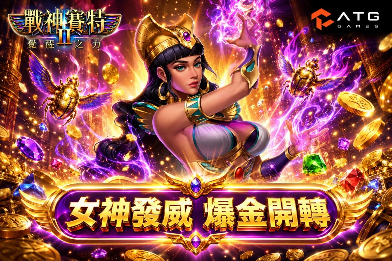 戰神賽特2試玩主題圖片，展示戰神賽特2試玩女神角色施展覺醒之力與爆金開轉畫面
